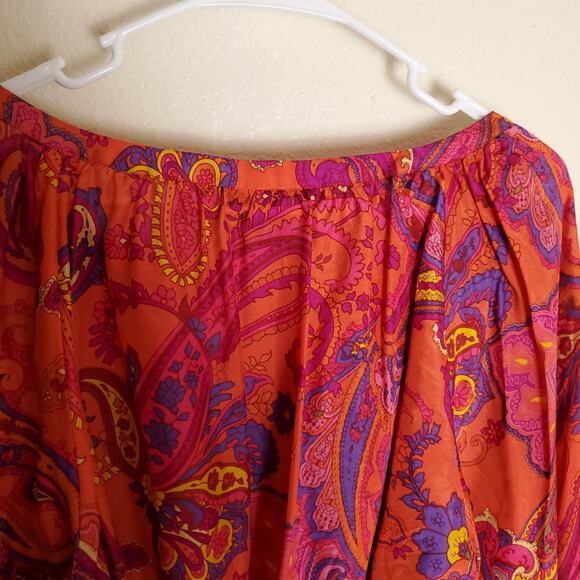 Lauren Ralph Lauren Blouse 100% Silk Paisley Boho Bohemian Flowy Top Sz L - Picture 11 of 11